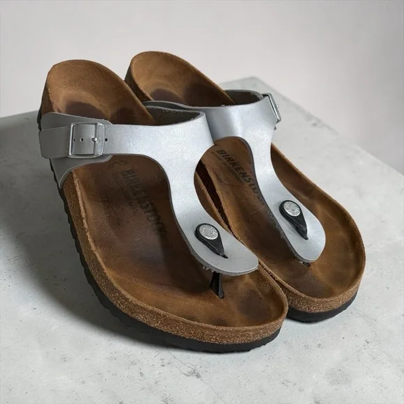 Birkenstock Silver Women’s Toe-Post Sandals! Size 9 / 9.5 / 40 (EUR) - Picture 3 of 12